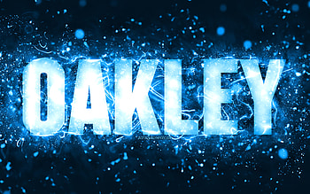Happy Birtay Oakley, , blue neon lights, Oakley name, creative, Oakley Happy Birtay, Oakley Birtay, popular american male names, with Oakley name, Oakley HD wallpaper