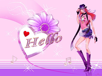 Hello Girl, flower, love, girl, heart, female HD wallpaper