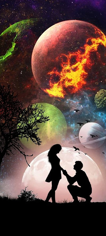 LoveLife, atmosphere, love, couple, moon HD phone wallpaper