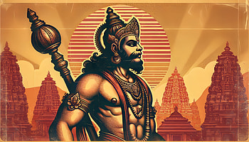Hanuman - Divine Sunset Temple Background, Lord Hanuman, hinduism, mythology, artistic HD wallpaper
