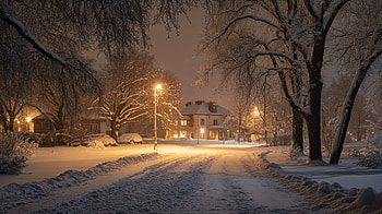 Winter Night: Tranquility, winter night, winter landscape, house HD wallpaper