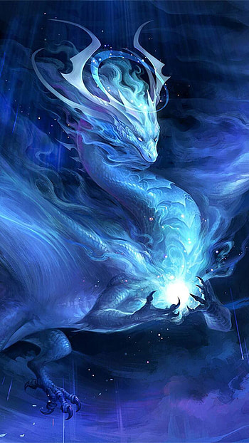 Blupert dragon, electric blue, art HD phone wallpaper