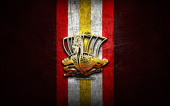 Baie-Comeau Drakkar, golden logo, QMJHL, red metal background, canadian hockey team, Baie-Comeau Drakkar logo, hockey HD wallpaper