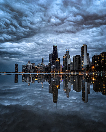 Cloudy day, metropolis, buildings, city HD phone wallpaper