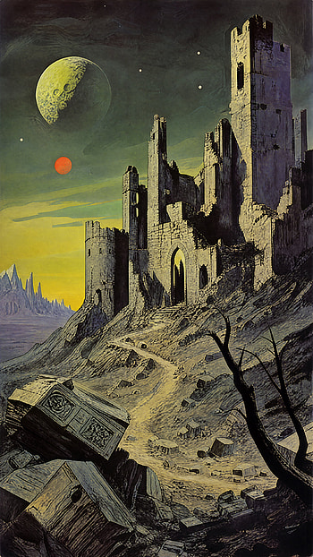 Moonlit Ruined Castle — HD phone wallpaper