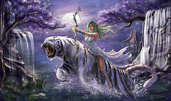 Tyrande Whisperwind World Of Warcraft , world-of-warcraft, games, artist, artwork, digital-art, deviantart, tiger, fantasy HD wallpaper