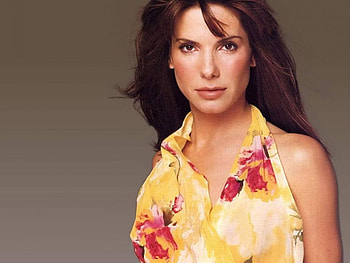 Sandra Bullock, yellow dress, pretty face, actress, long dark hair, female HD wallpaper