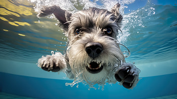Schnauzer Dog Underwater, dog, underwater, Animal, schnauzer HD wallpaper