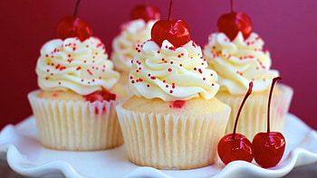 Cherries, Cupcakes HD wallpaper