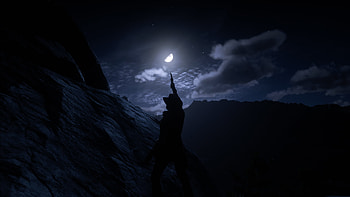 John Marston and the Waxing Gibbous Moon Red Dead Redemption 2 HD wallpaper
