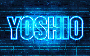 Happy Birtay Yoshio, , blue neon lights, Yoshio name, creative, Yoshio Happy Birtay, Yoshio Birtay, popular japanese male names, with Yoshio name, Yoshio HD wallpaper