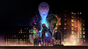 Spider Man Into The Spider Verse Dream Team, spiderman-into-the-spider-verse, superheroes, movies, spiderman, animated-movies, artwork, digital-art, art, spiderman-noir, gwen-stacy, spiderman-2099, artstation HD wallpaper