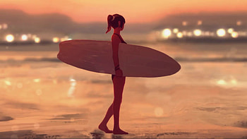 Surfing girl HD wallpaper