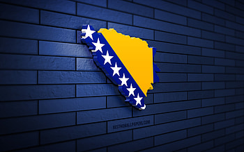 Bosnia and Herzegovina map, , blue brickwall, European countries, Bosnia and Herzegovina map silhouette, Bosnia and Herzegovina flag, Europe, Bosnian map, Bosnian flag, Bosnia and Herzegovina 3D map HD wallpaper