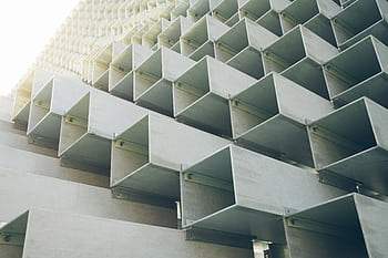 Close-up of a modern architectural installation with geometric patterns in Toronto. HD wallpaper