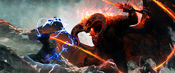 Bridge of Khazad-dum fight, Gandalf vs. Balrog HD wallpaper