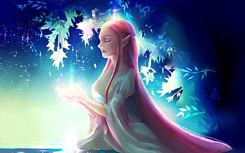 Fantasy Girl, Girl, Elf, Shine, Art, Magic HD wallpaper