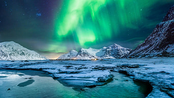 Northern lights coast, Norwegian mountains, , Nature's spectacle HD wallpaper