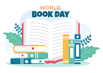 World book day, Flat cartoon background, Increase insight, Knowledge HD wallpaper