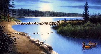 Mississippi Headwaters, love four seasons, draw and paint, sky, nature, paintings, rivers, moons HD wallpaper