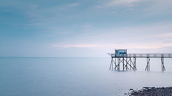 Tranquil Sea Pier — Seascape, sea HD wallpaper
