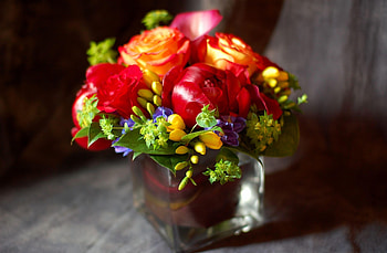 Flowers, Roses, Bouquet, Glass, Composition, sia HD wallpaper