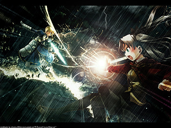 rin vs. saber, saber, fate stay night, tosaka rin HD wallpaper