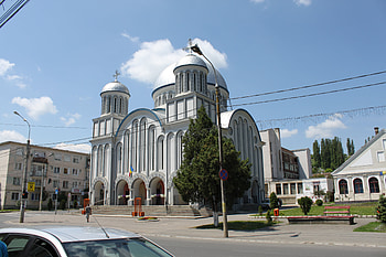 Romanian chuch, blue, road, romania, church HD wallpaper