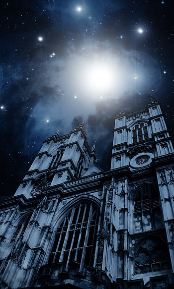 Night, Building, Miscellanea, Miscellaneous, Starry Sky, Facade, Gloomy HD phone wallpaper