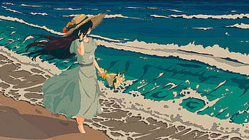 Anime Girl Walking On Beach Hair Blowing In Wind, anime-girl, anime, artist, artwork, digital-art HD wallpaper