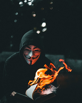 Fire, Miscellanea, Miscellaneous, Mask, Book, Anonymous HD phone wallpaper