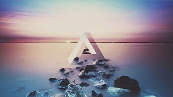 Triangle, Geometry, Lake, Sunset HD wallpaper