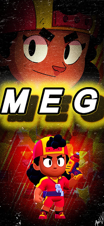 Meg Brawl Stars, red, art, Legendario HD phone wallpaper