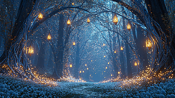 Lanternlit Enchanted Flowerfield — Fantasy Forest, Flower Field, Natural Landscape HD wallpaper