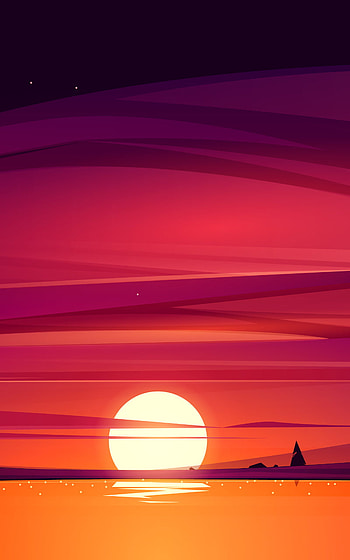 Sunset, sky, digital_art, Sun HD phone wallpaper