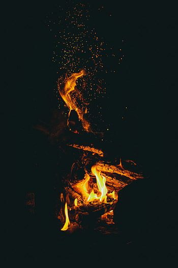 Bonfire, Dark, Flame, Sparks HD phone wallpaper