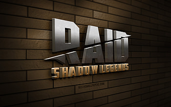 Raid Shadow Legends 3D logo, , brown brickwall, creative, online games, Raid Shadow Legends logo, 3D art, Raid Shadow Legends HD wallpaper