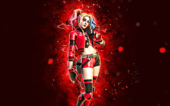 Rebirth Harley Quinn, , red neon lights, Fortnite Battle Royale, Fortnite characters, Rebirth Harley Quinn Skin, Fortnite, Rebirth Harley Quinn Fortnite HD wallpaper