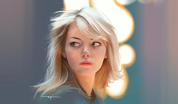 Gorgeous, blonde, Emma Stone, art HD wallpaper