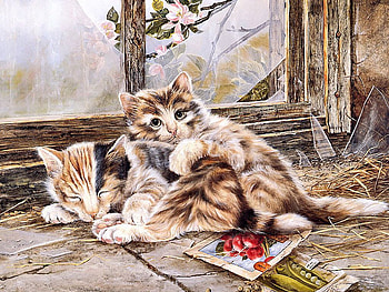 Hugging cats, animal, kitten, cat, drawing HD wallpaper
