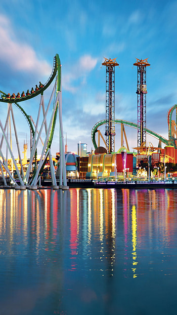 Orlando, Florida USA, Amusement park rides, Rollercoaster water HD phone wallpaper