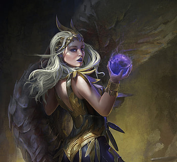 Blue magic, art, fariba khamseh, blue, magic, fantasy, girl, dark HD wallpaper