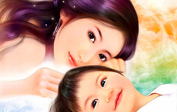 Mother and Child, asian, art, , cute, chinese, girl, beautiful, serene, nice, woman, digital, fantasy, fine, child HD wallpaper