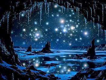 The crystal cave, dreams, crystal, fantasy, cave, cavern, stars, surreal HD wallpaper