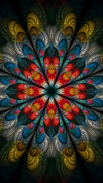 Abstract, Flower, Multicolored, Motley, Petals, Fractal HD phone wallpaper