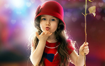 Little Girl Blowing a Kiss, cute, kiss, love HD wallpaper