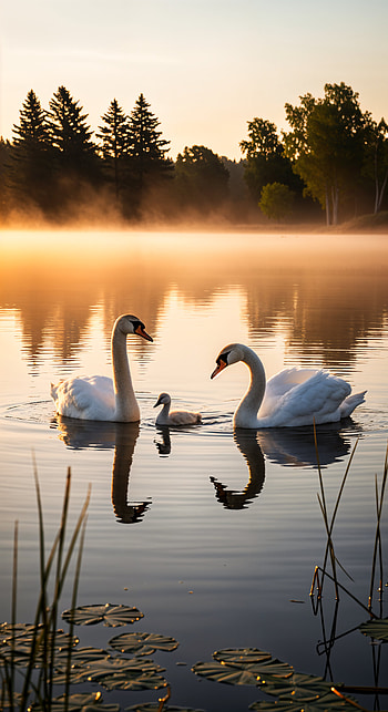 Dawn Duet: Trumpeter Swans — HD phone wallpaper