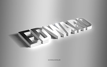Edward, silver 3d art, gray background, with names, Edward name, Edward greeting card, 3d art, with Edward name HD wallpaper