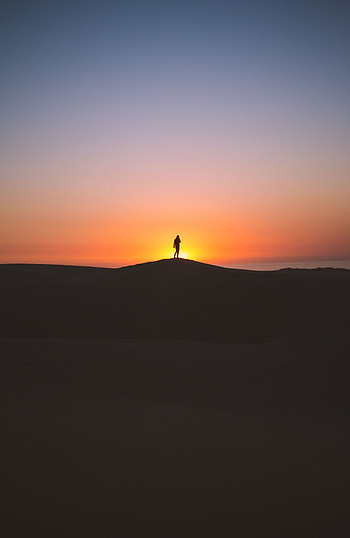 Nature, Sunset, Sky, Horizon, Silhouette, Human, Person HD phone wallpaper