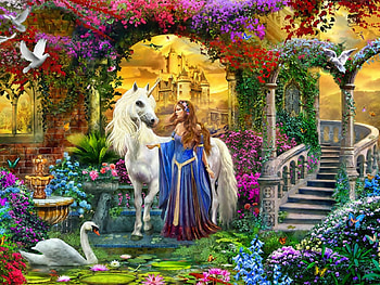the last unicorn, unicorn, fairies, princess, fantasy HD wallpaper